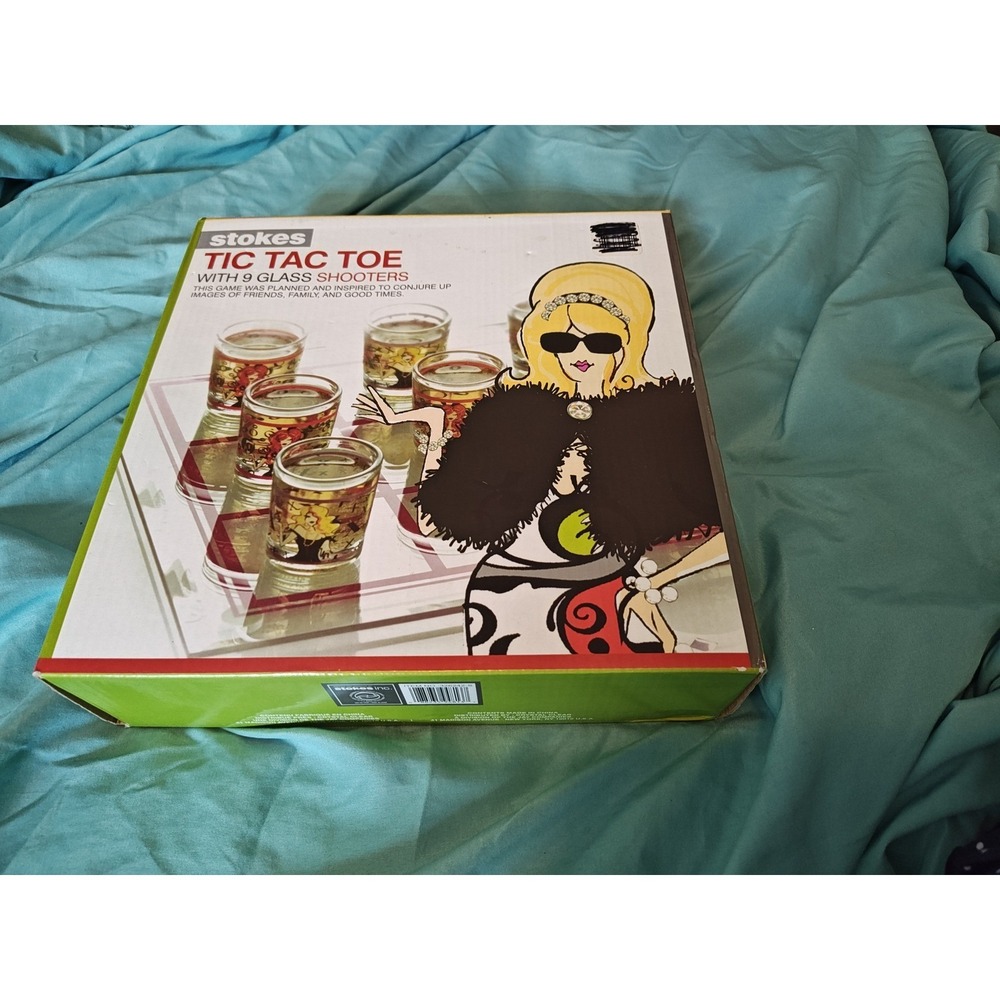 Stokes Tic Tac Toe Drinking Game Set 9 Glass Shooters Pop Art Diva Retro